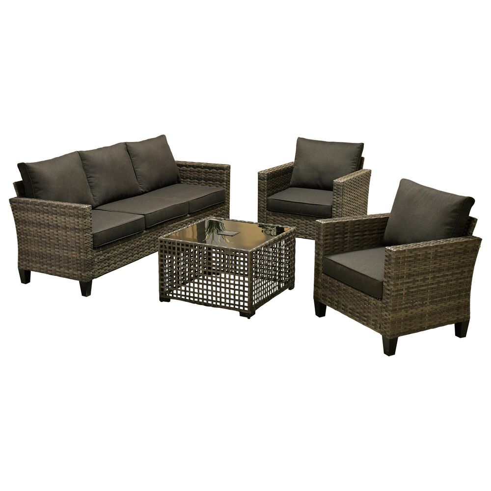 HOMLUX 4-Piece Outdoor Sofa Set in Black, , large