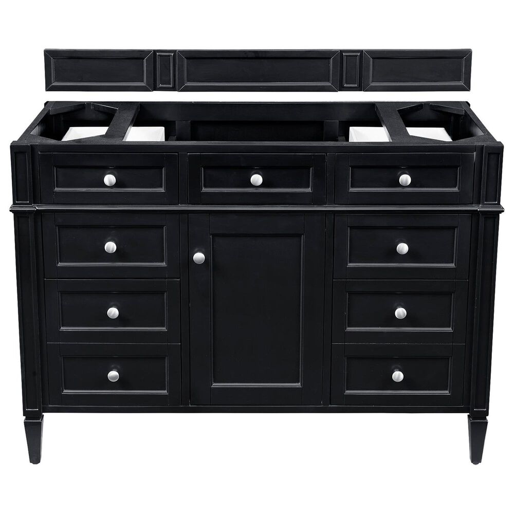 James Martin Vanities Brittany 48" Single Bathroom Vanity in Black Onyx with 3 cm Eternal Jasmine Pearl Silestone Top, Rectangular Sink and FreePower Wireless Charger, , large