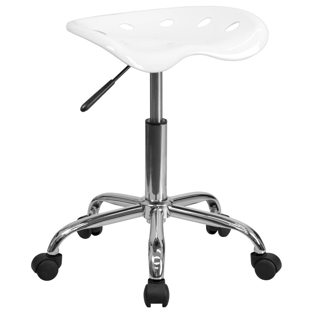 Flash Furniture Vibrant Tractor Seat Stool in White, , large