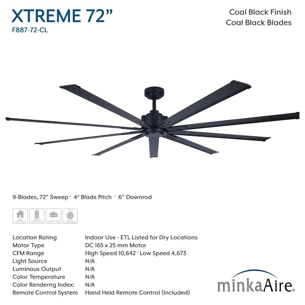 Minka-Aire Xtreme 72" Ceiling Fan in Coal, , large