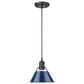 Golden Lighting Orwell 1-Light Small Pendant with Matte Navy Shade in Matte Black, , large