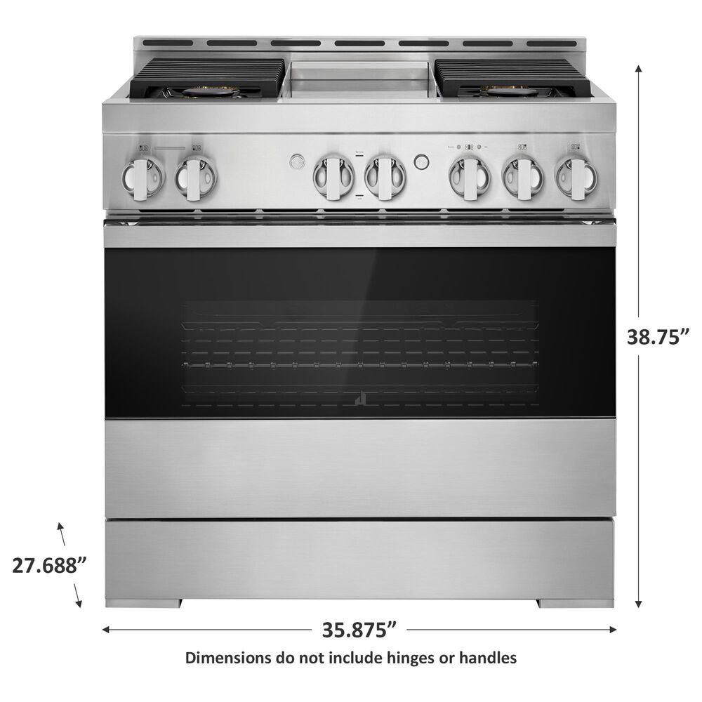 JennAir 36&quot; Gas Professional Range with Chrome-Infused Griddle in Black Glass, , large