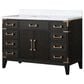 Lexora Home Laurel 48" Single Bathroom Vanity in Black Oak with White Carrara Marble Top and Rectangular Sink, , large