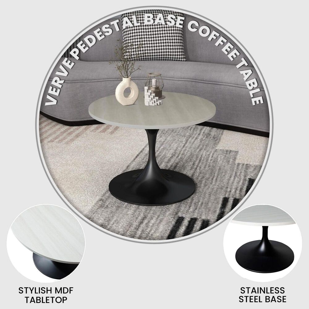 Leisuremod Verve 27&quot; Coffee Table with MDF Top in Black and Light Natural, , large