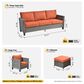 HOMLUX HOMLUX 5-Piece Outdoor Wicker Patio Furniture Set, High Back Rattan Sofa with Chairs, Ottomans & Cushions in Orange Red, , large