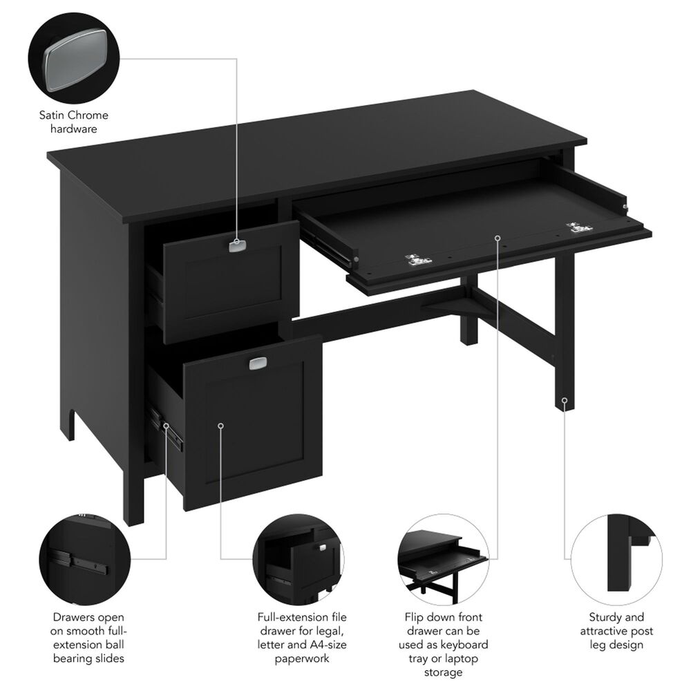 Bush Broadview 3-Drawer Computer Desk in Classic Black, , large