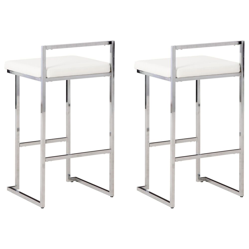 Ashley Madanere Bar Stool Set of 2 in White/Chrome Finish, , large