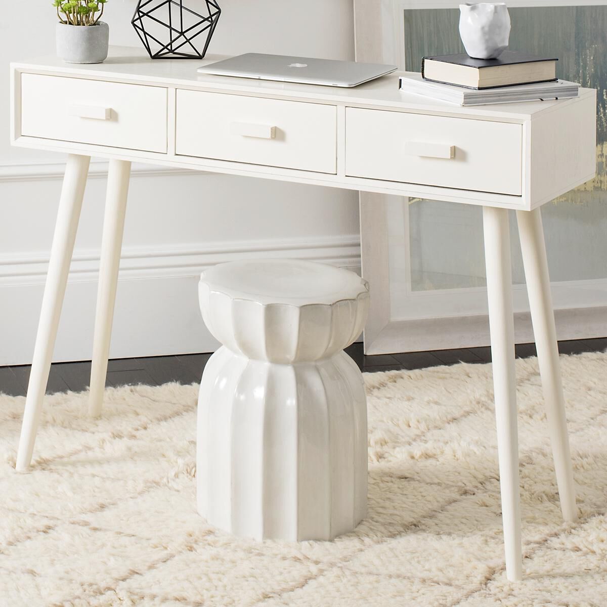 3 drawer console on sale table white