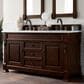 James Martin Vanities Brookfield 60" Double Bathroom Vanity in Burnished Mahogany with 3 cm Carrara White Marble Top and Rectangle Sinks, , large