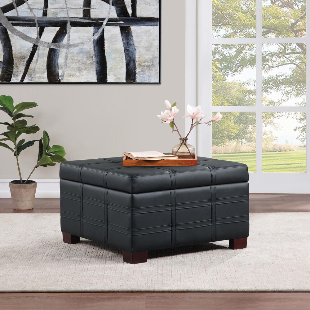 Valor Living Detour Strap Square Storage Ottoman in Black, , large