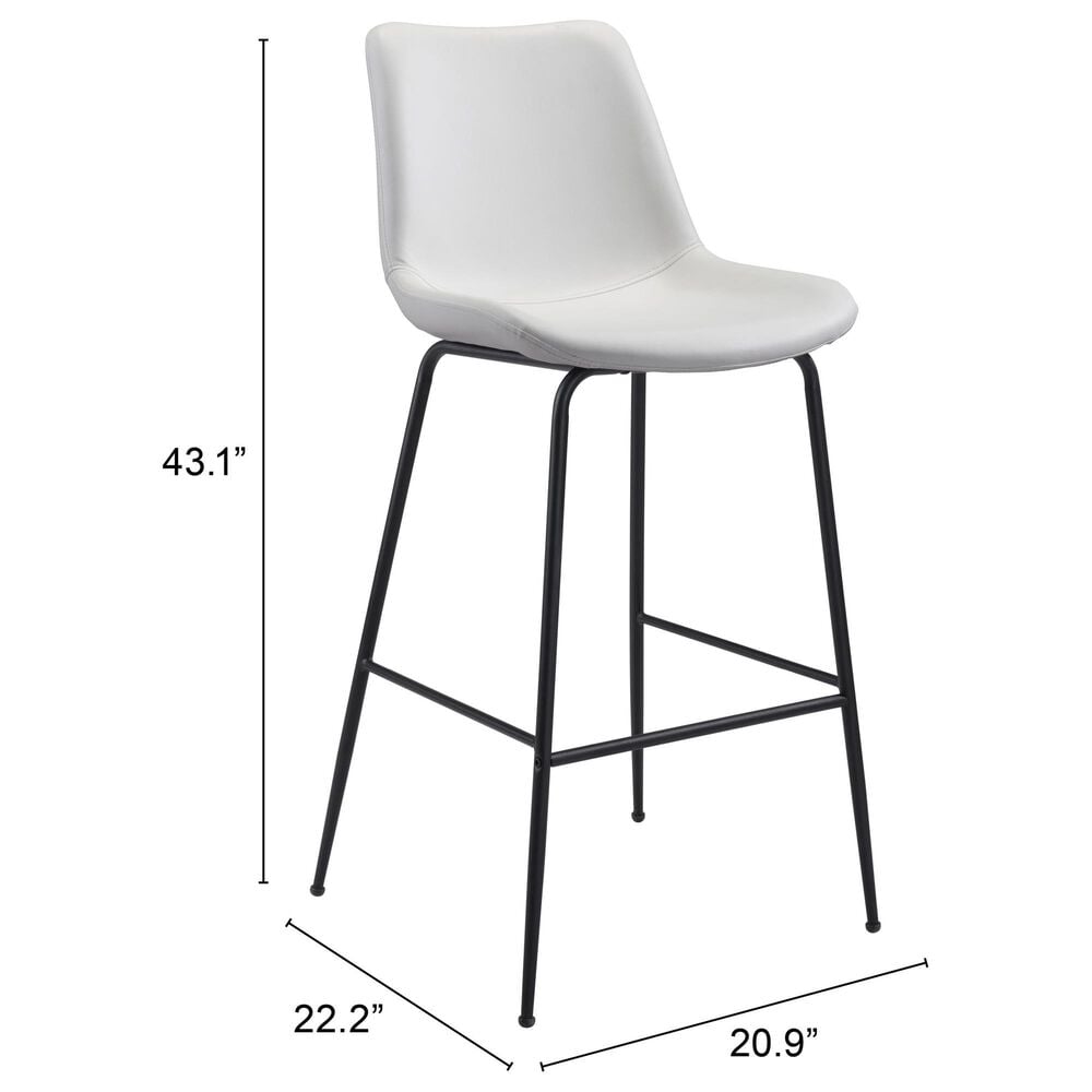 Zuo Modern Byron Barstool in White and Black, , large