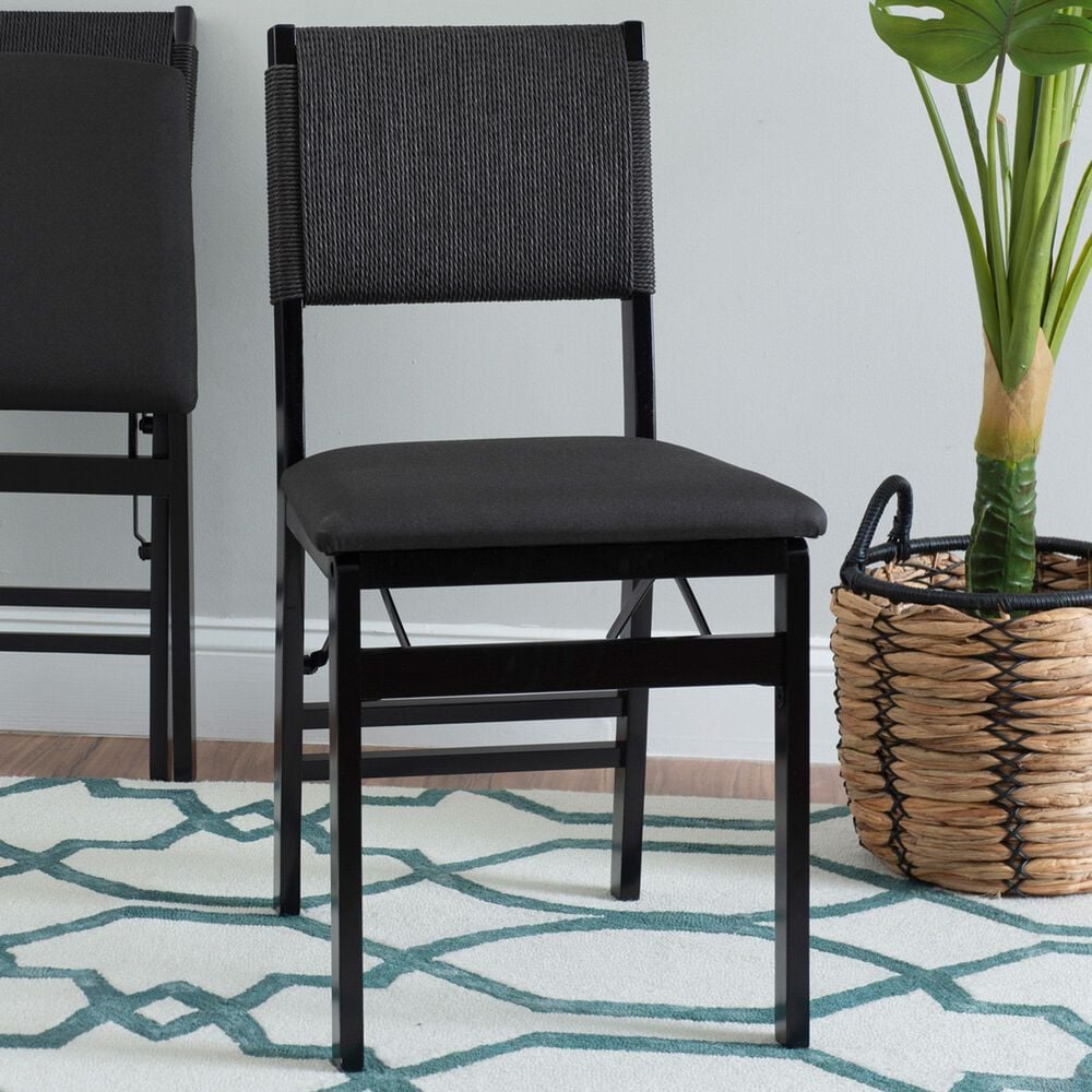 Linon Home Decor Norway Folding Chair in Black, , large