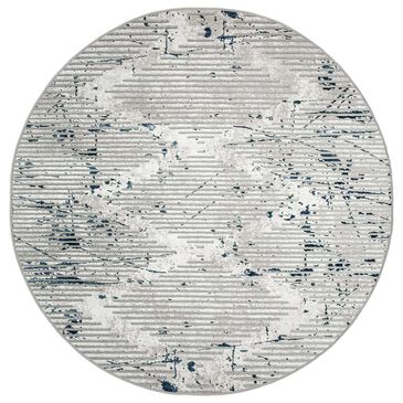 Radici USA Davide Geometric 5"3" Round Blue Area Rug, , large