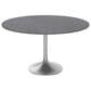 Leisuremod LeisureMod Verve Collection 48 Round Dining Table, Brushed Chrome Base with Sintered Stone Grey Top, , large