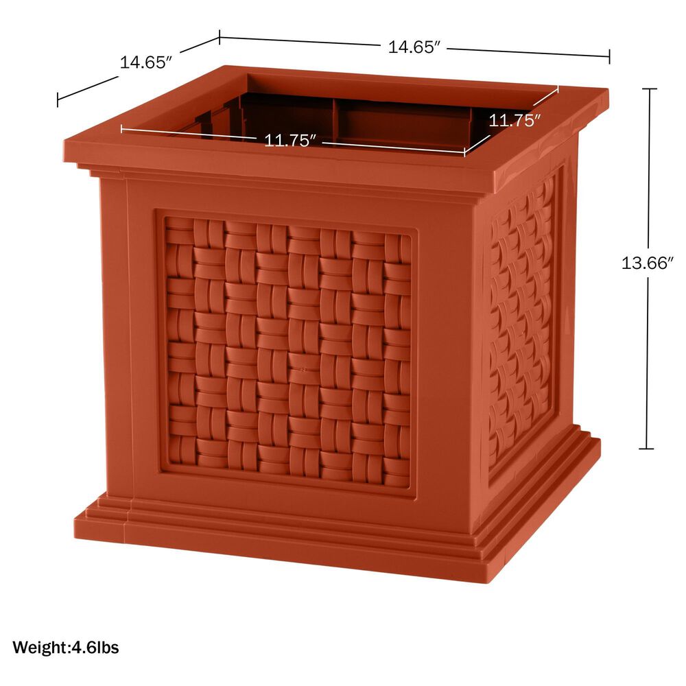 Timberlake Faux Rattan Planter Box in Terracotta, , large