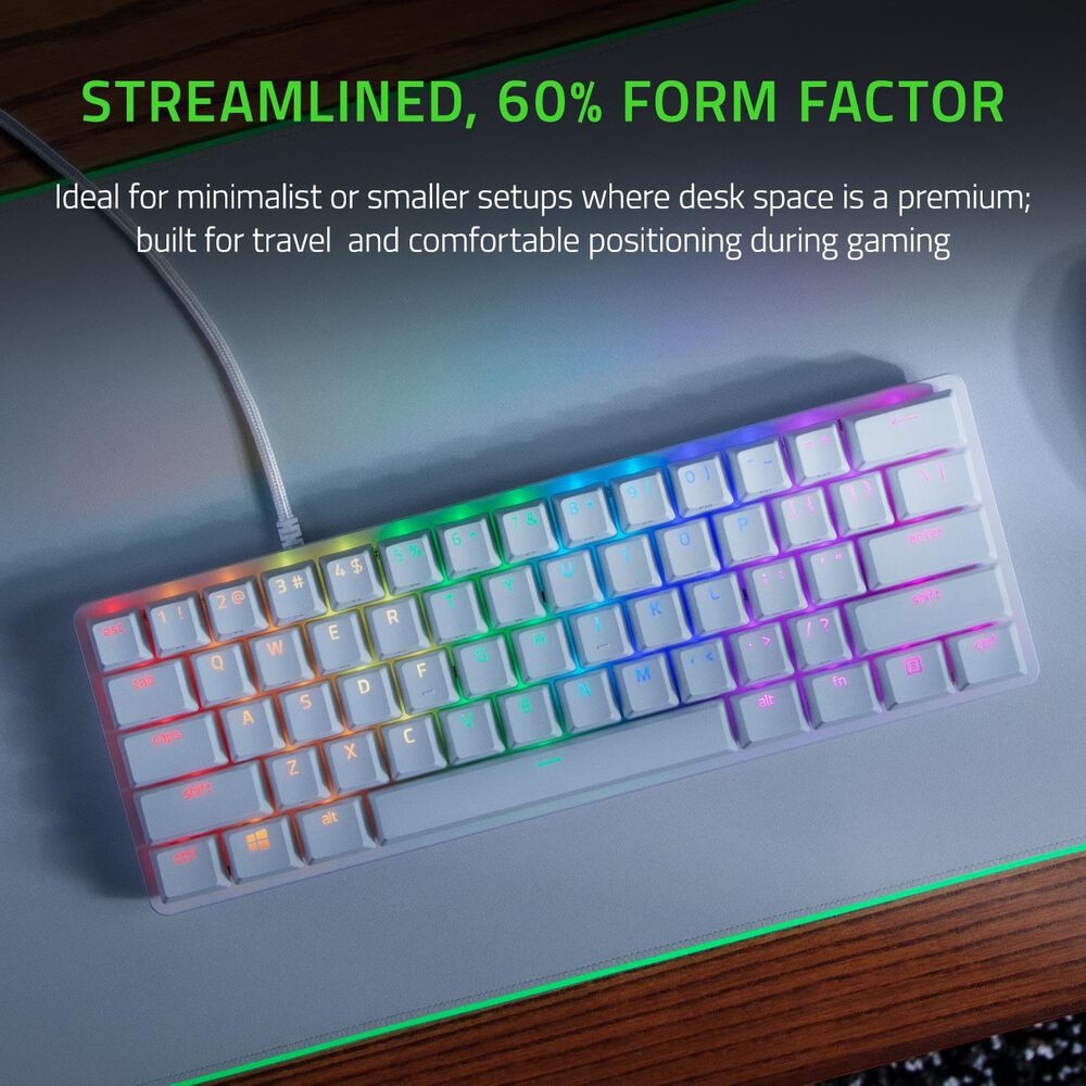Razer Huntsman Mini 60% Gaming Keyboard - Clicky Optical Switch - Mercury White, , large