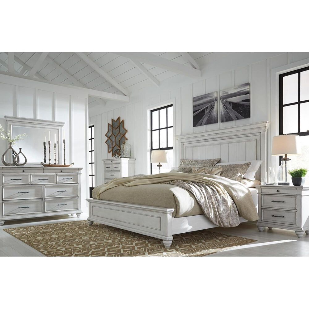 Signature Design by Ashley Kanwyn King Panel Bed in Distressed Whitewash, , large