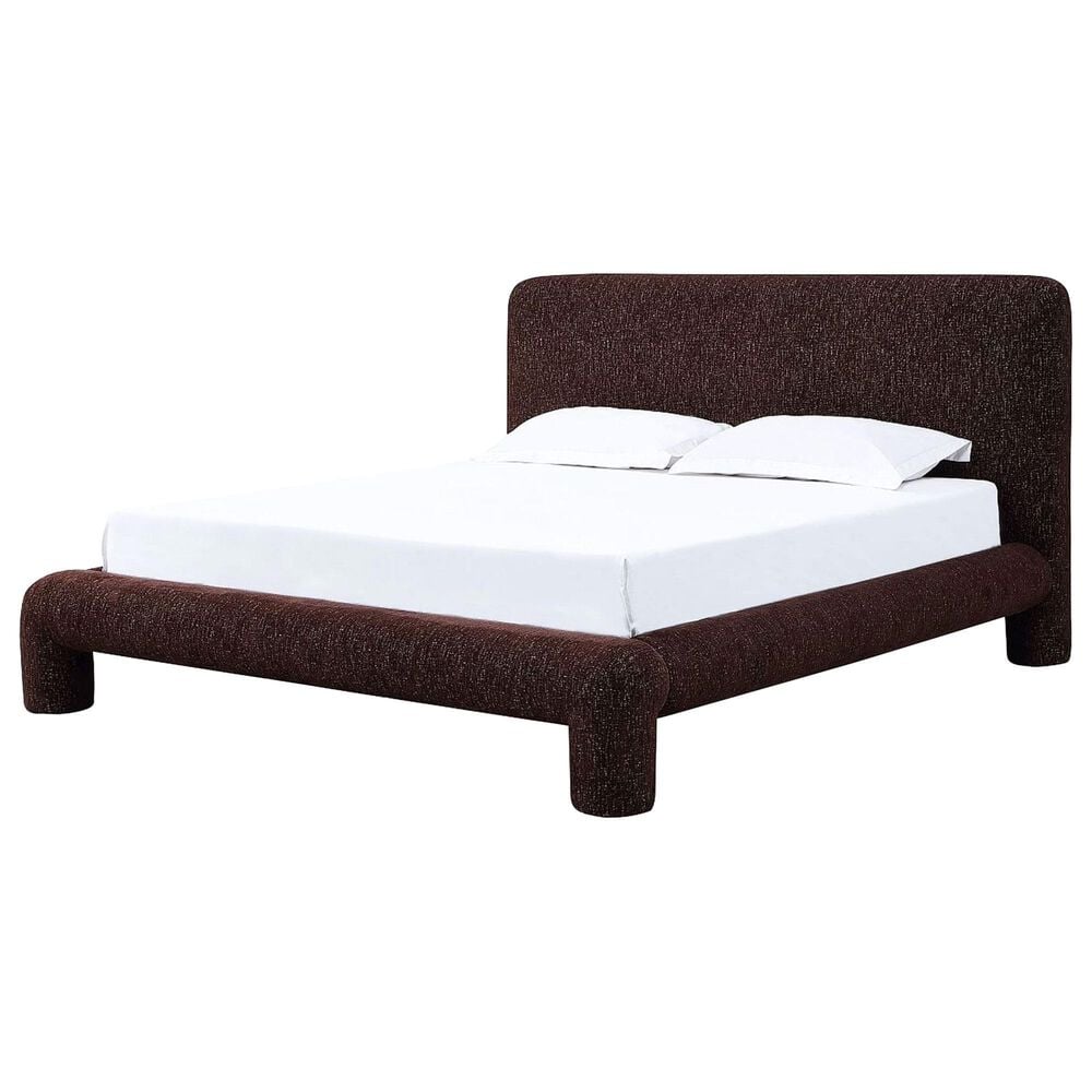 Urban Home Anansi Mocoa Eastern King Upholstered Footboard, Rails and Slats in Mongoose Chenille, , large