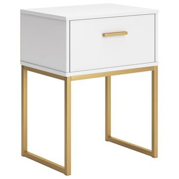Ashley Socalle 1-Drawer Nightstand in Matte White and Gold, , large