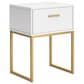 Ashley Socalle 1-Drawer Nightstand in Matte White and Gold, , large
