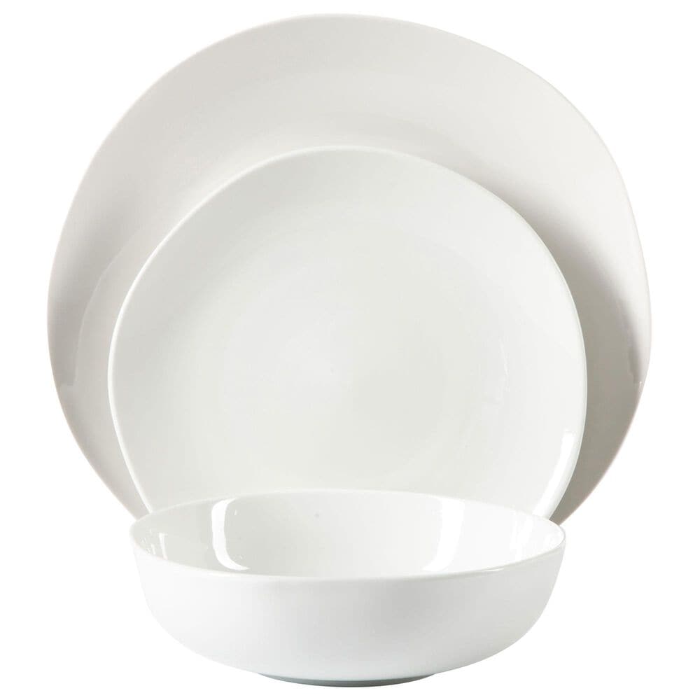 Gibson Homewares Aspen Drift 12-Piece Round Ceramic Dinnerware Set in White, , large
