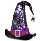 The Gerson Company 9.75"H Battery-Operated Lighted Spinning Smoky Water Globe Witch Hat in Black, , large