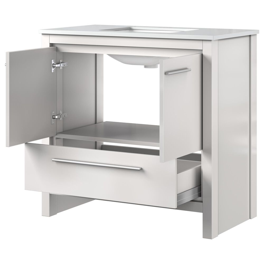Lexora Home Lafarre 36&quot; Single Bathroom Vanity in White with 2 cm White Cultured Marble Top and Rectangular Sink, , large