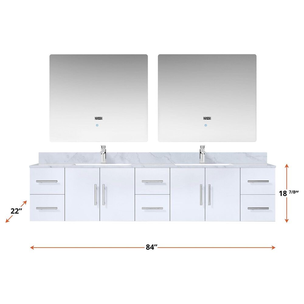 Lexora Home Geneva 84&quot; Double Bathroom Vanity Cabinet Only in Glossy White and 36&quot; LED Mirrors, , large