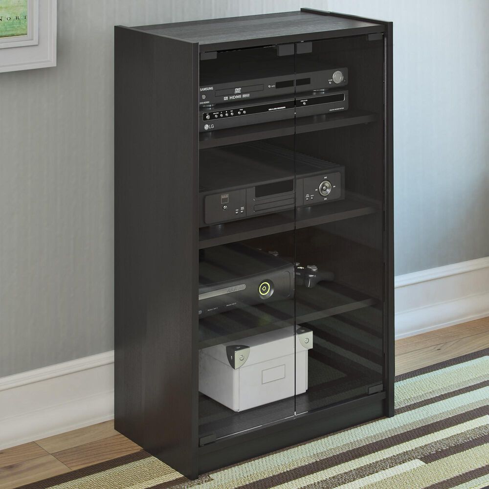 CorLiving Cranley Component Stand in Ravenwood Black, , large