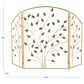 Maple and Jade Leaf Foldable Three Panel Fireplace Screen in Satin Gold, , large
