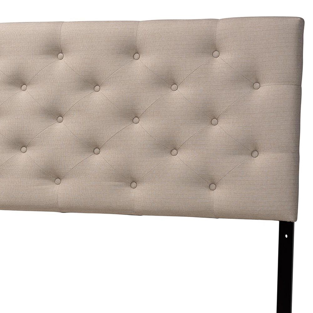 Baxton Studio Viviana Queen Upholstered Headboard in Light Beige, , large