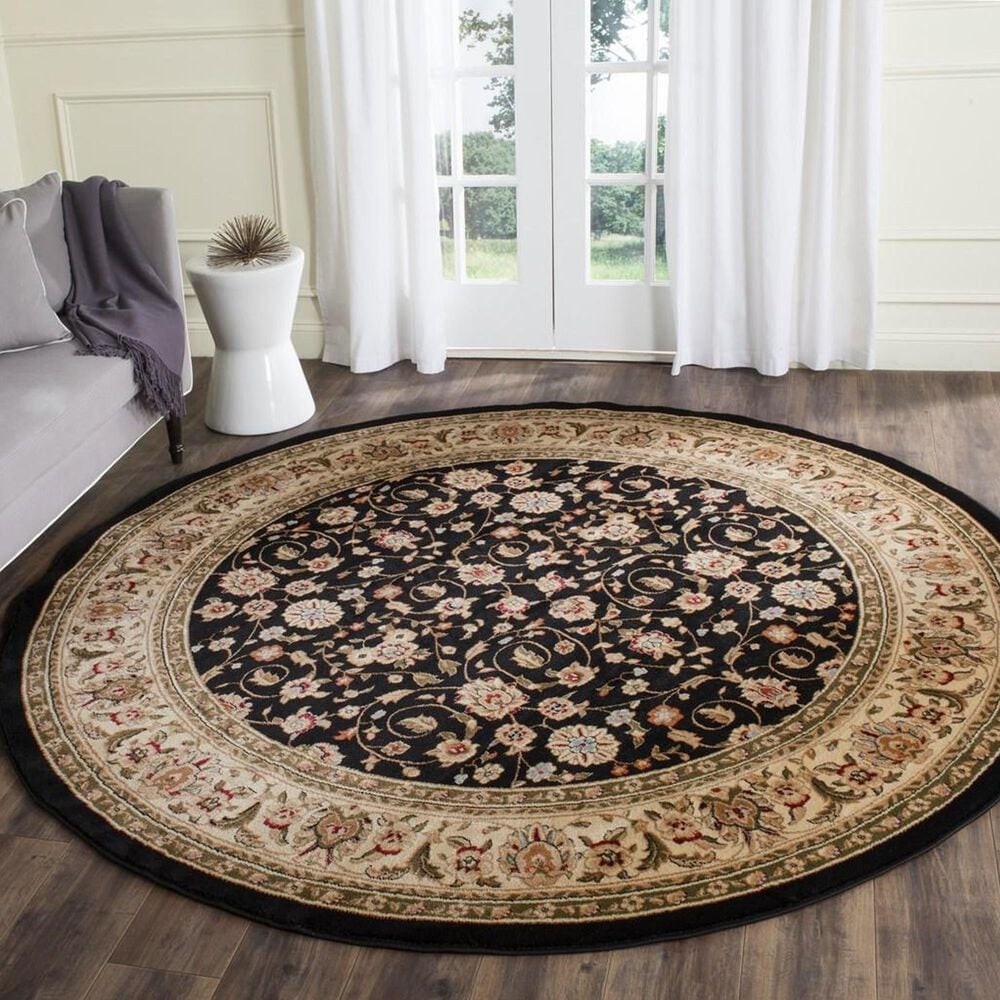 Safavieh Lyndhurst LNH316 5&#39;3&quot; Round Black and Ivory Area Rug, , large