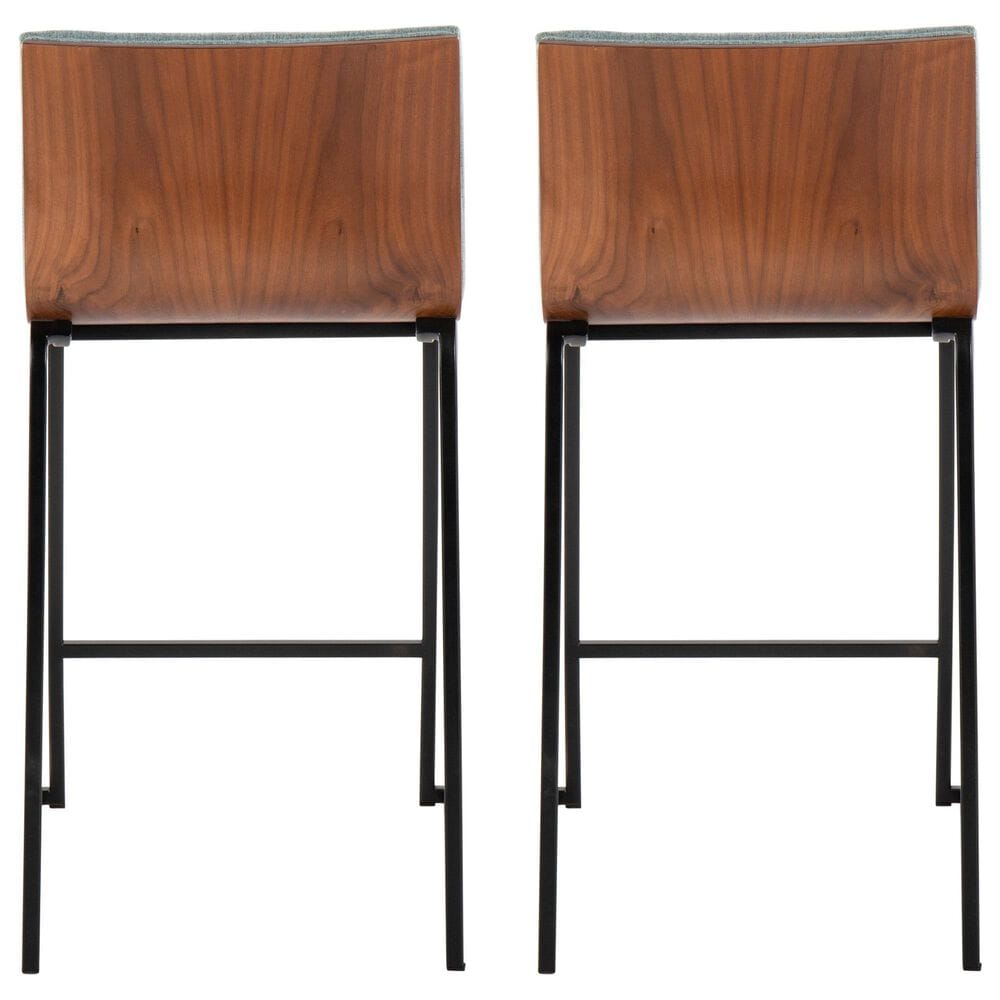 Lumisource Mason Mara Counter Stool with Green Cushion in Black and Walnut &#40;Set of 2&#41;, , large