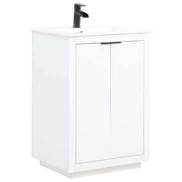 Dayton Malverne 24" Single Bathroom Vanity in White with Ceramic Top and Rectangle Sink, , large