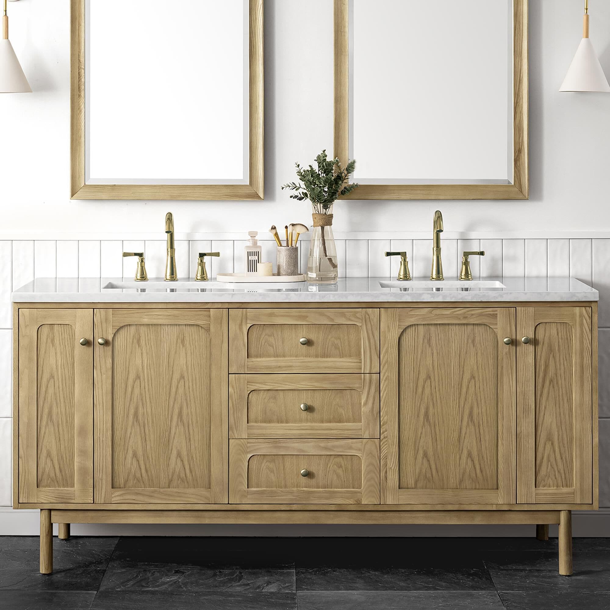 Light wood on sale bathroom vanity