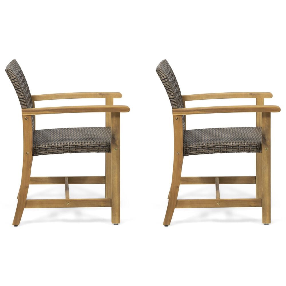 Hearth and Haven Hampton Outdoor Dining Chair in Brown (Set of 2), , large
