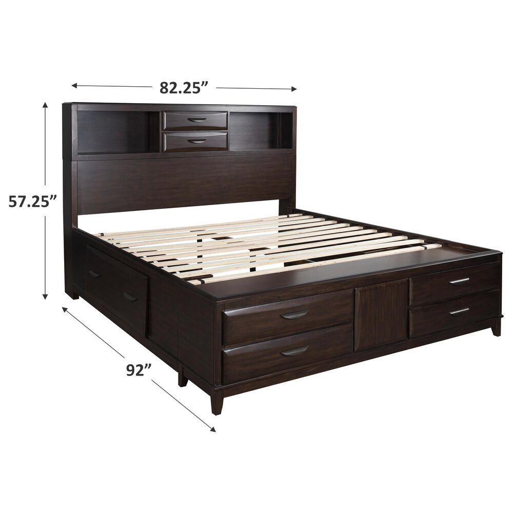 Ashley Vanmore King Storage Bed in Dark Brown, , large
