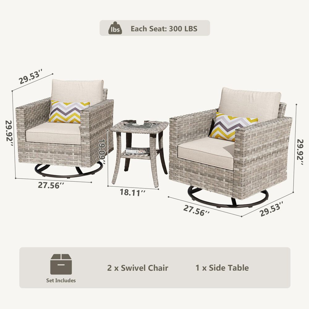 HOMLUX 3-Piece Outdoor Conversation Set in Beige, , large