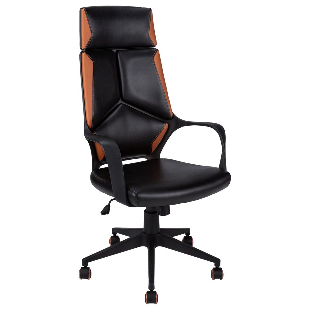 Monarch Specialties Executive Office Chair in Black and Brown Faux Leather, , large