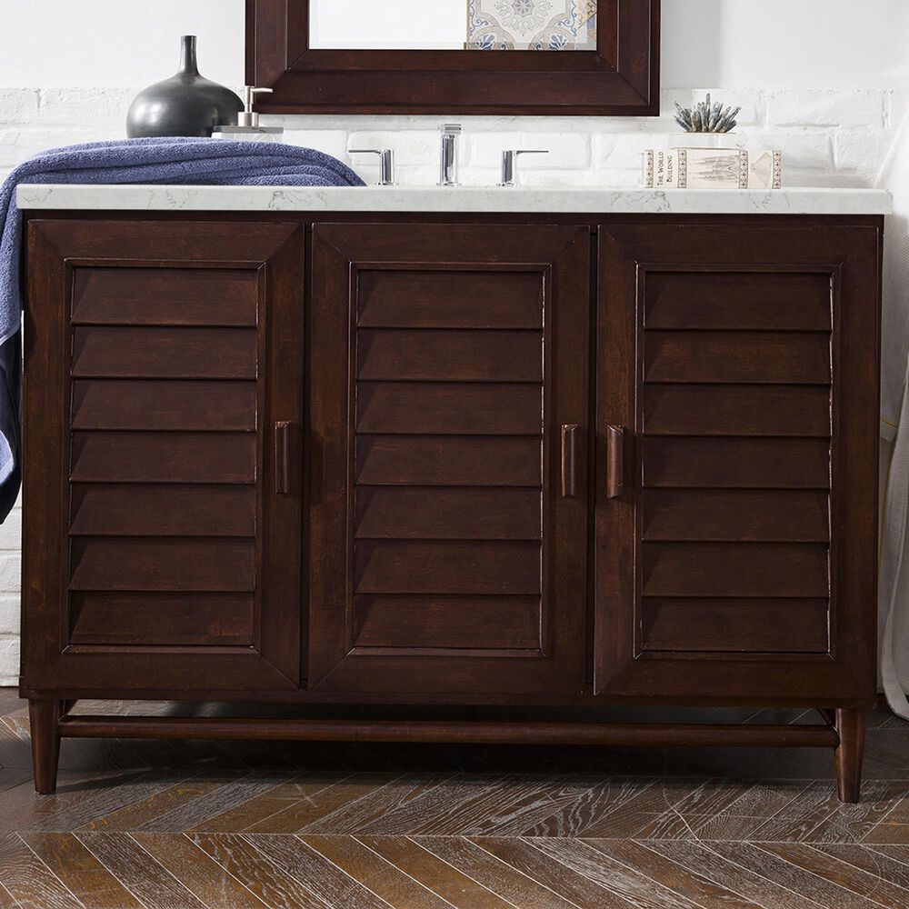 James Martin Portland 48" Single Bathroom Vanity in Burnished Mahogany with 3 cm Eternal Jasmine