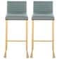 Lumisource Mason Mara Barstool with Green Cushion in Gold and Walnut (Set of 2), , large