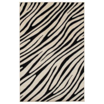 Central Oriental Terrace Tropic Jayla 6"7" x 9"6" White and Black Area Rug, , large