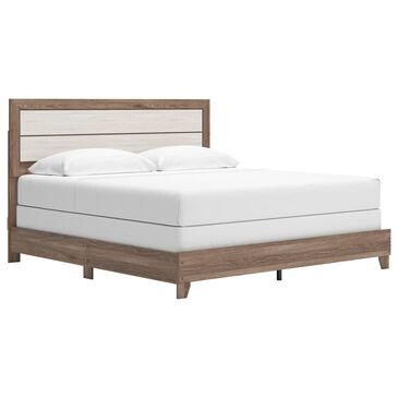 Ashley Sharnari King Panel Bed in Warm Gray, Brown and Antique White, , large