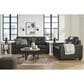 Ashley Barlin Mills Stationary Sofa and Loveseat Set in Carbon, , large
