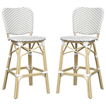 Furniture of America Kimball Patio Bar Chair in Natural, Gray and White (Set of 2), , large