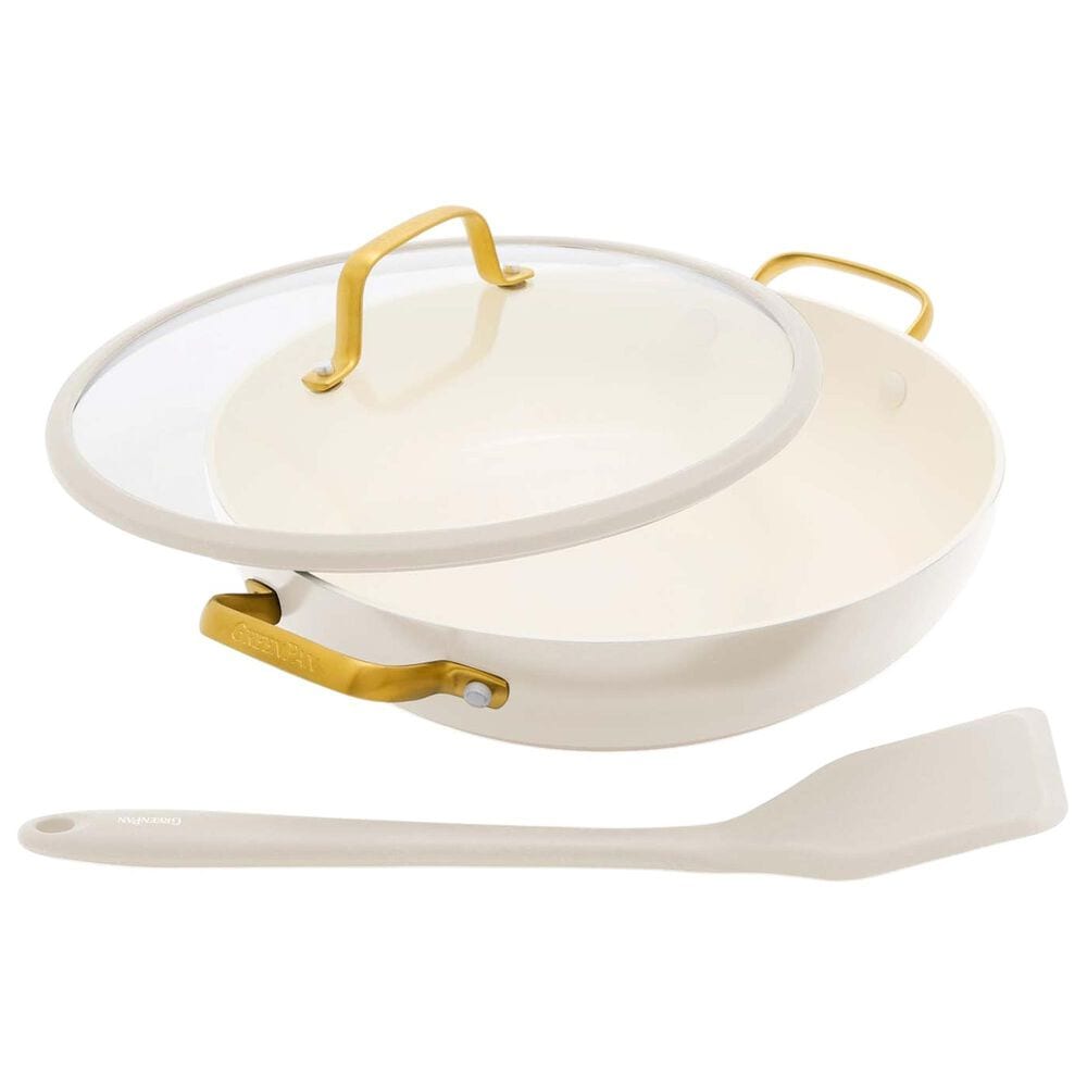 Green Pan Reserve Pro 11" Ceramic Nonstick Everyday Pan with Lid in Cream, , large