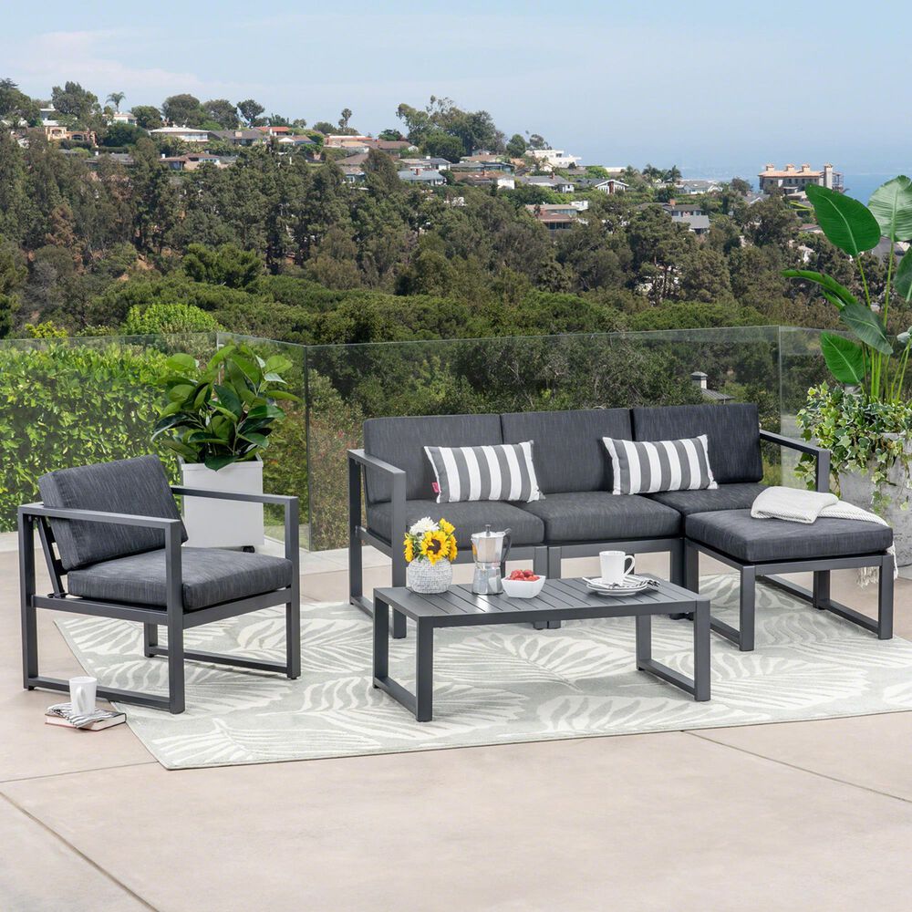 Noble House Navan 6Piece Patio Sofa Set in Black NFM