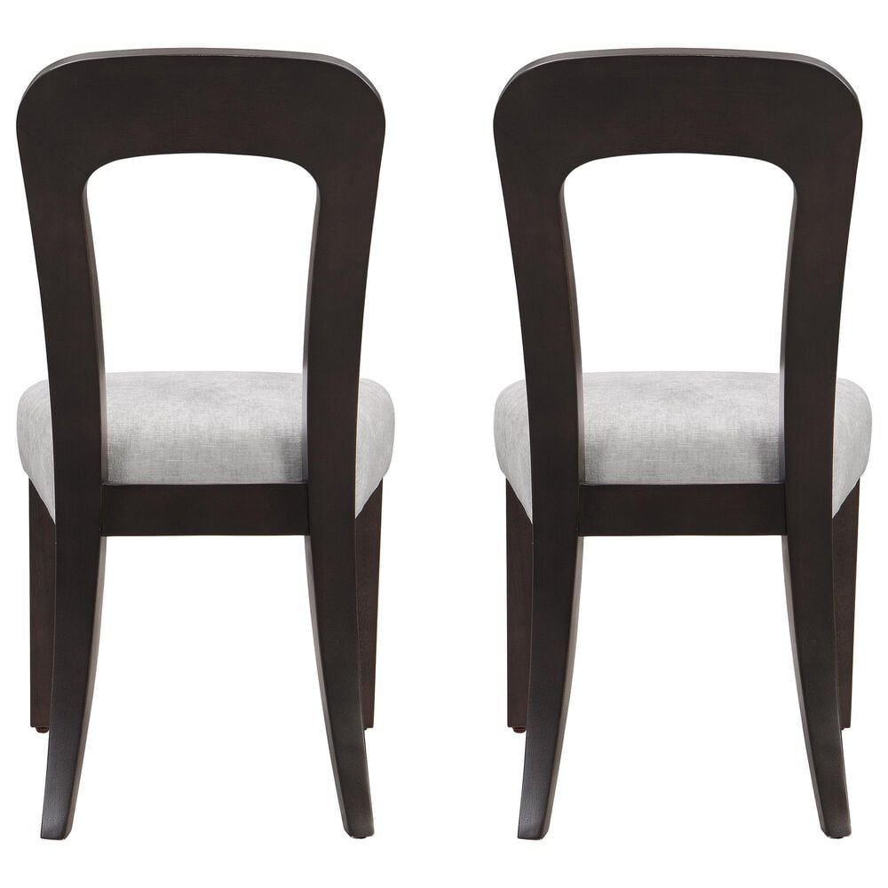 Hearth and Haven Upholstered Side Chair with Gray Cushion in Dark Brown &#40;Set of 2&#41;, , large