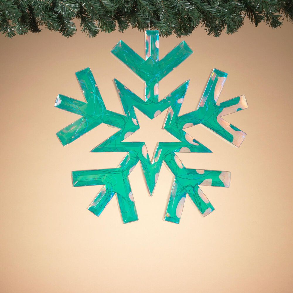 The Gerson Company 18.3&quot; USB Electric Lighted Hanging Holographic Snowflake with Remote Control in White, , large