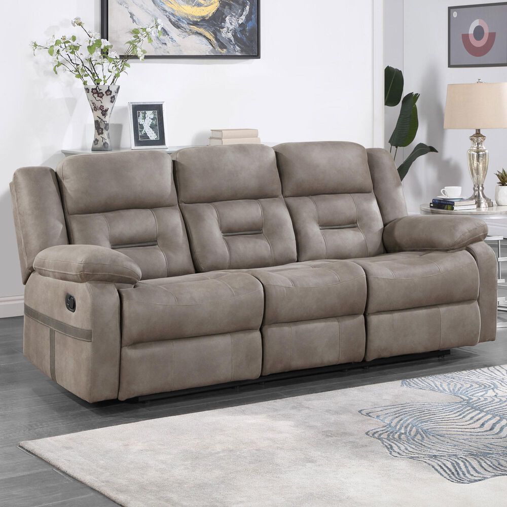 Steve Silver Abilene Manual Reclining Sofa with Drop-Down Console in Tan, , large